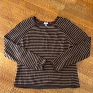 Izod Brown/Tan Striped Crewneck Sweater